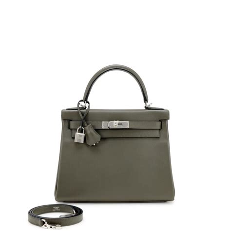 HERMES Evercolor Kelly Retourne 28 Vert De Gris.